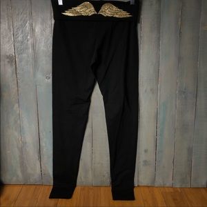 Victoria Secret Gold Wing Foldover Yoga Leggings